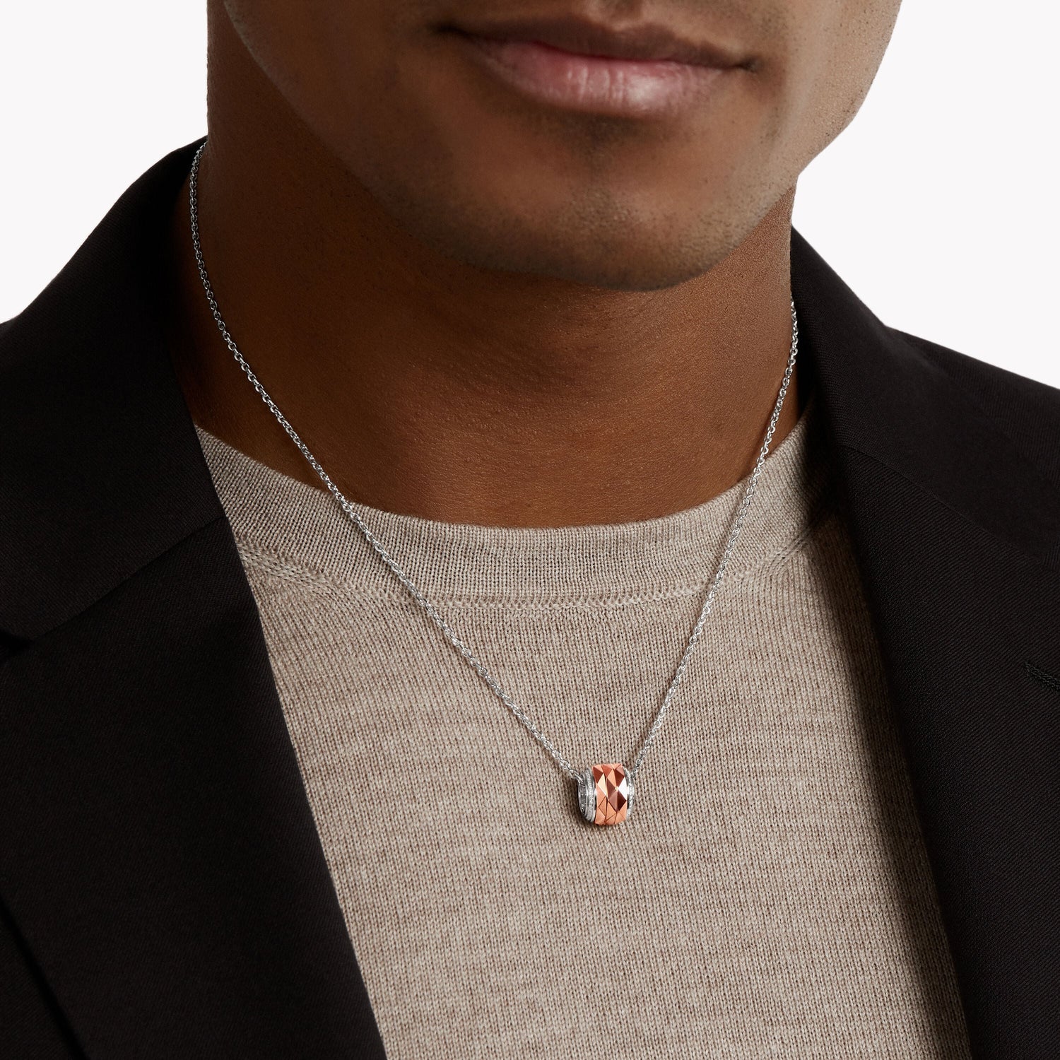 Carave Paris Faceted Dual Tone Cylinder Pendant Necklace