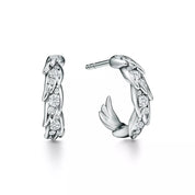 Carave Paris Feather Leaf Pavé Hoop Earrings