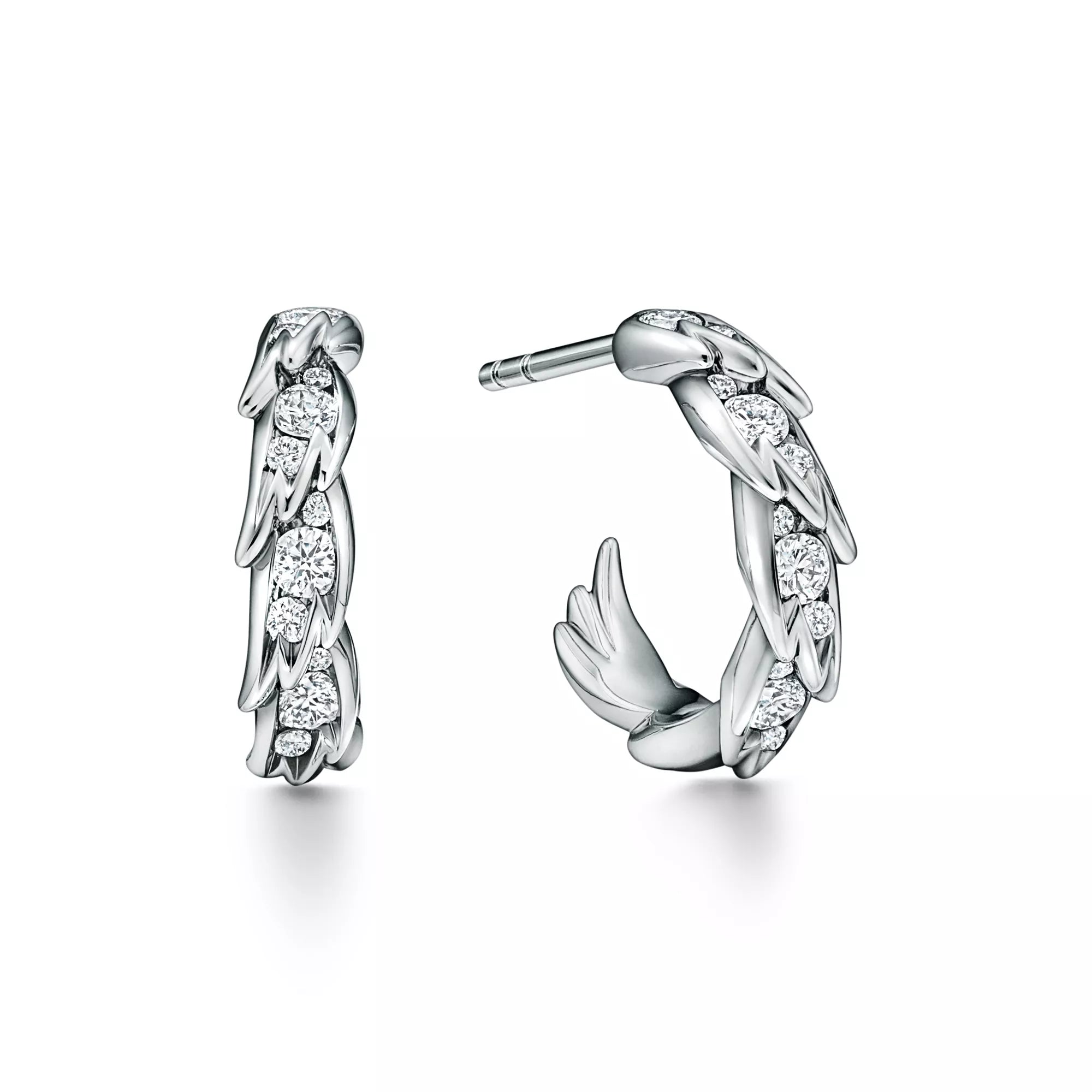 Carave Paris Feather Leaf Pavé Hoop Earrings