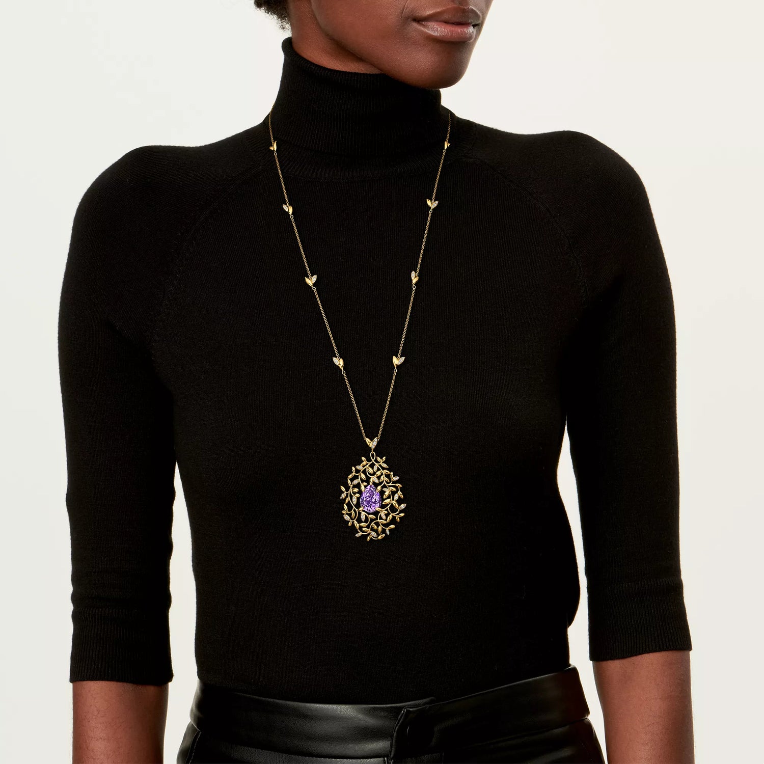 Carave Paris Floral Amethyst Pendant Necklace