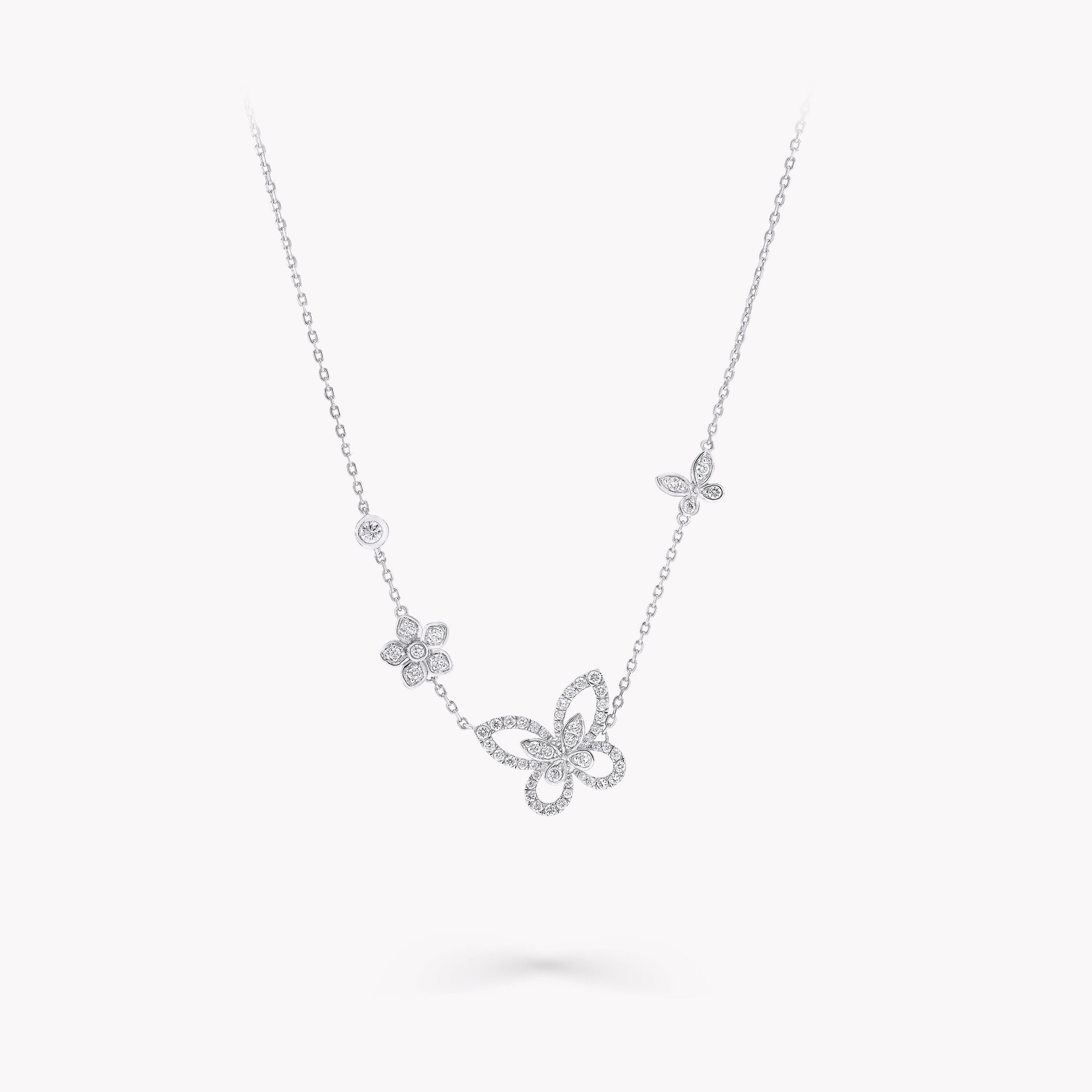 Carave Paris Floral Butterfly Diamond Necklace