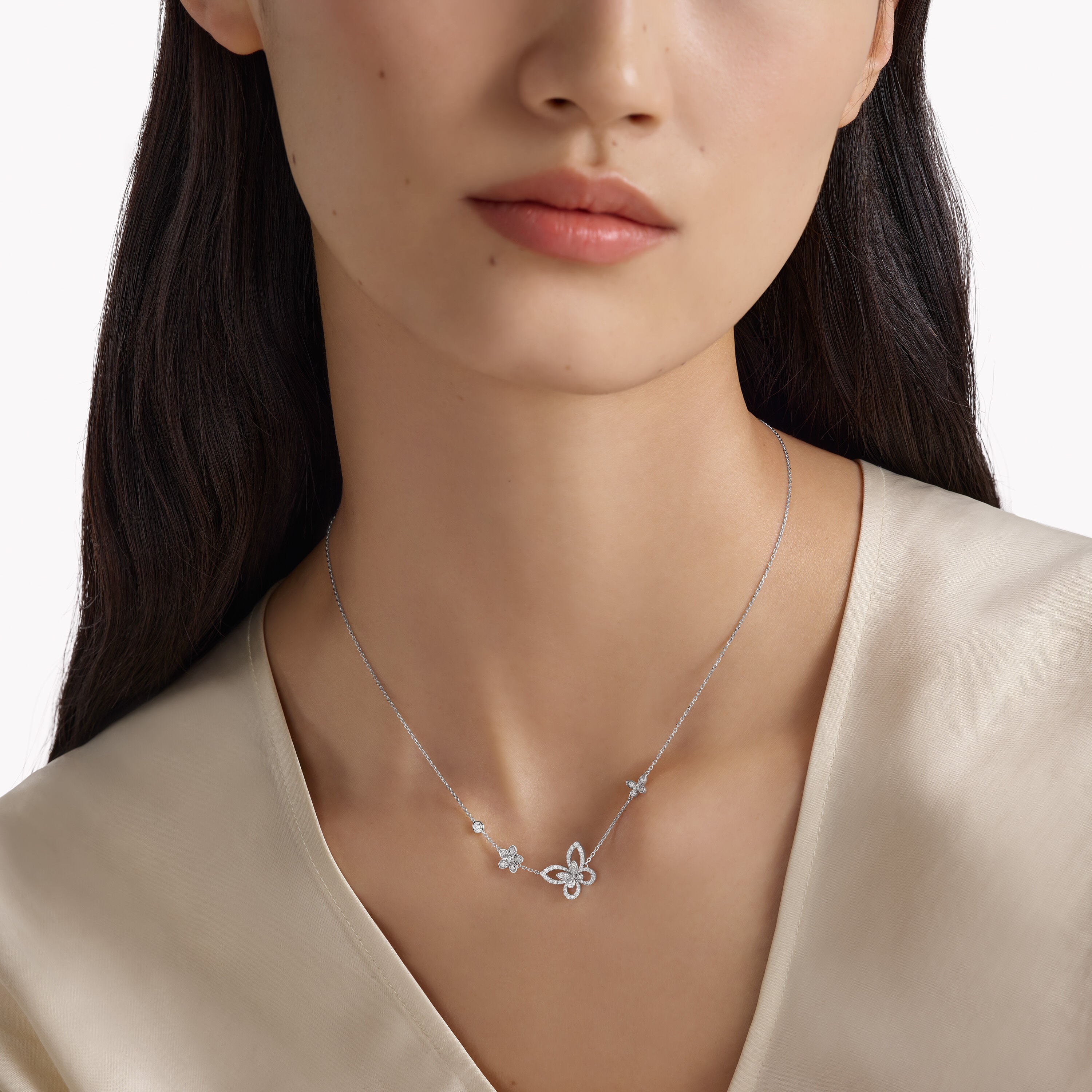 Carave Paris Floral Butterfly Diamond Necklace