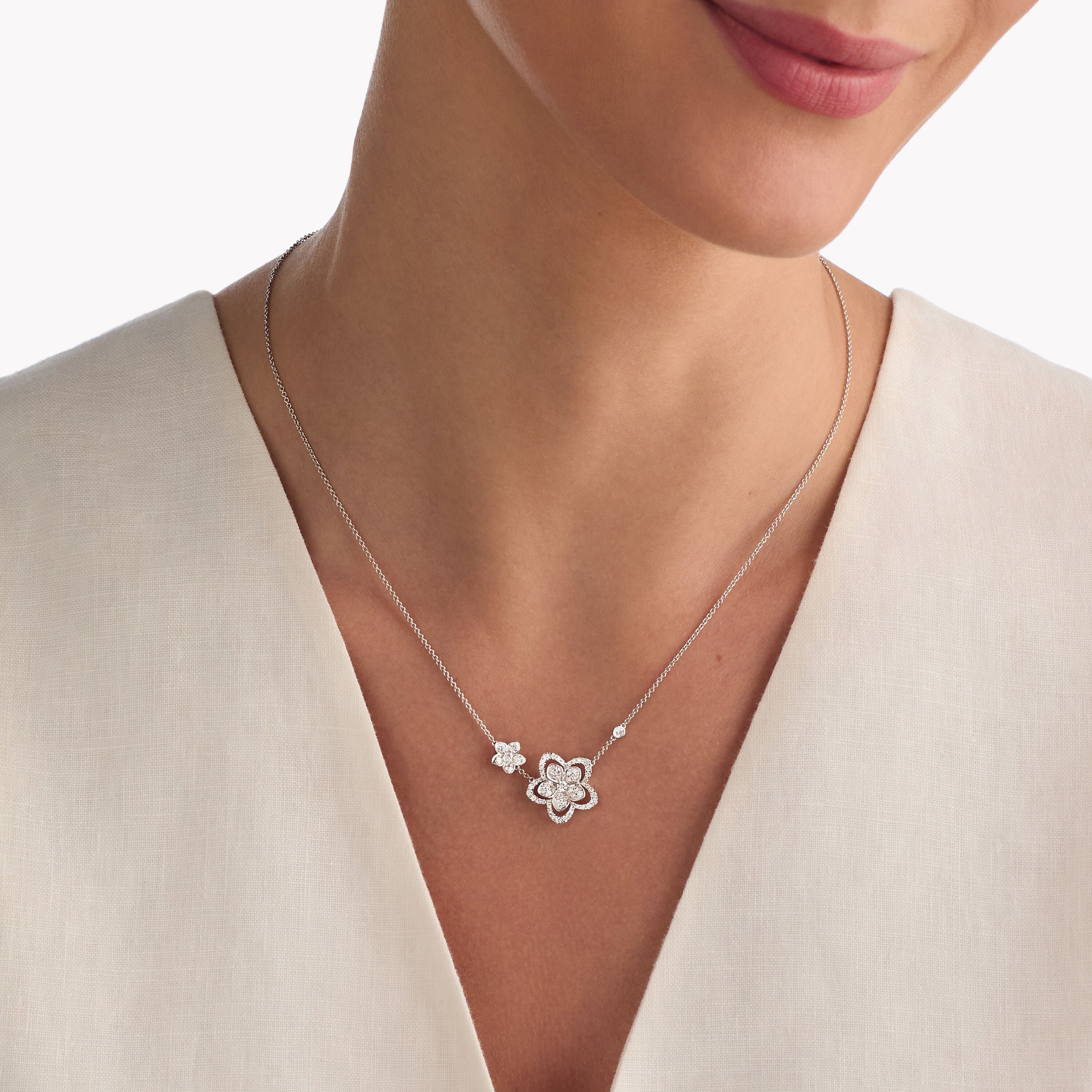 Carave Paris Floral Diamond Butterfly Pendant Necklace