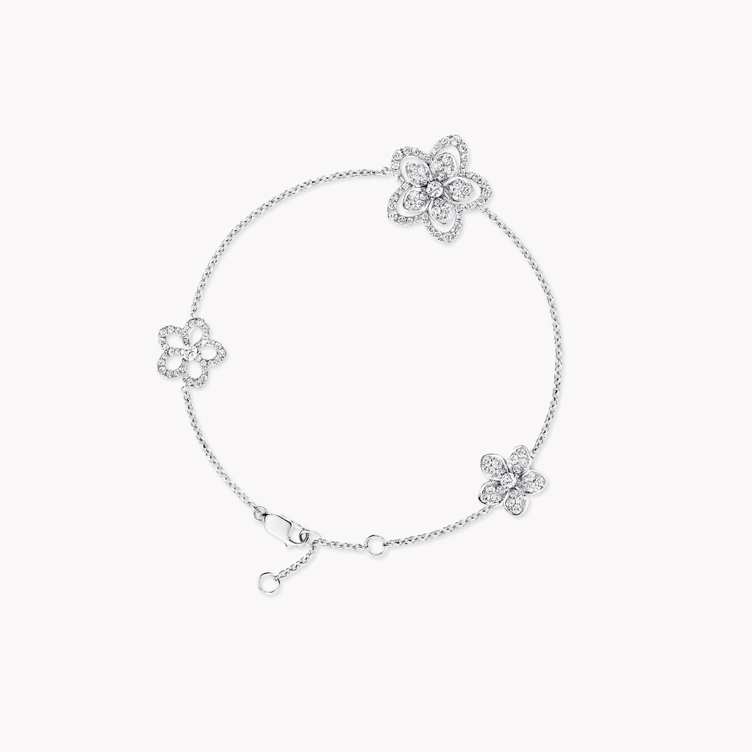 Carave Paris Floral Diamond Chain Bracelet White Gold