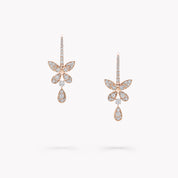 Carave Paris Floral Drop Diamond Earrings in Rose Gold