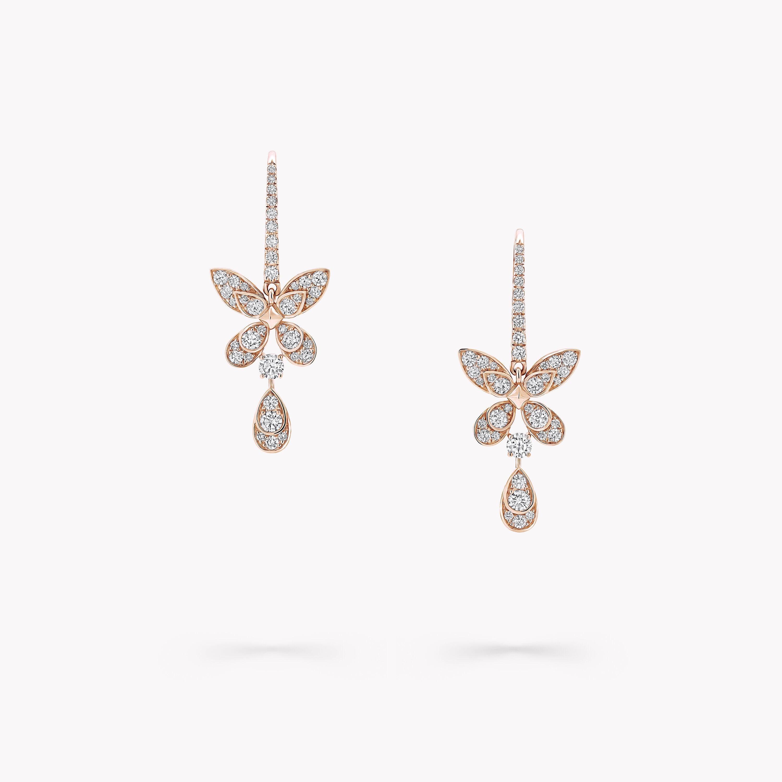 Carave Paris Floral Drop Diamond Earrings in Rose Gold
