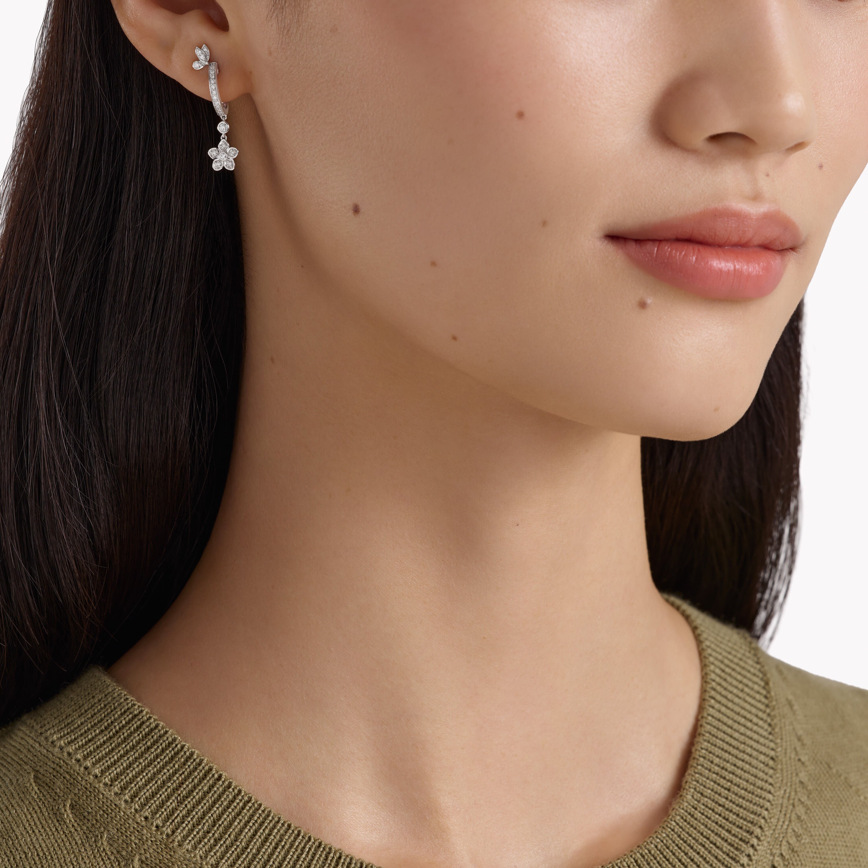 Carave Paris Floral Drop Diamond Earrings