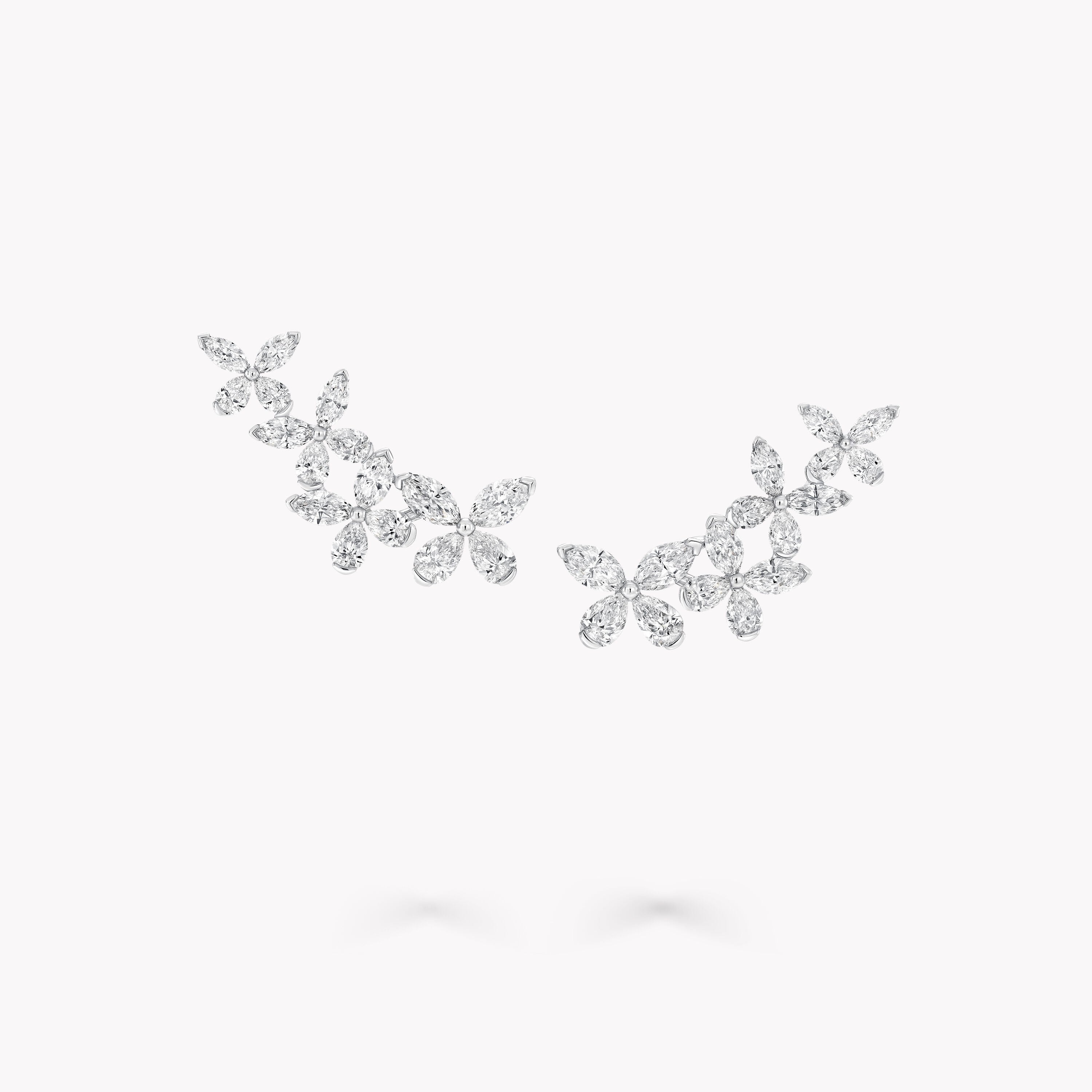 Carave Paris Floral Marquise Diamond Ear Climber Earrings