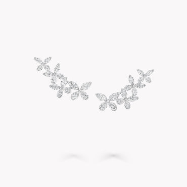 Carave Paris Floral Marquise Diamond Ear Climber Earrings