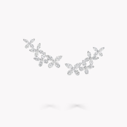 Carave Paris Floral Marquise Diamond Ear Climber Earrings