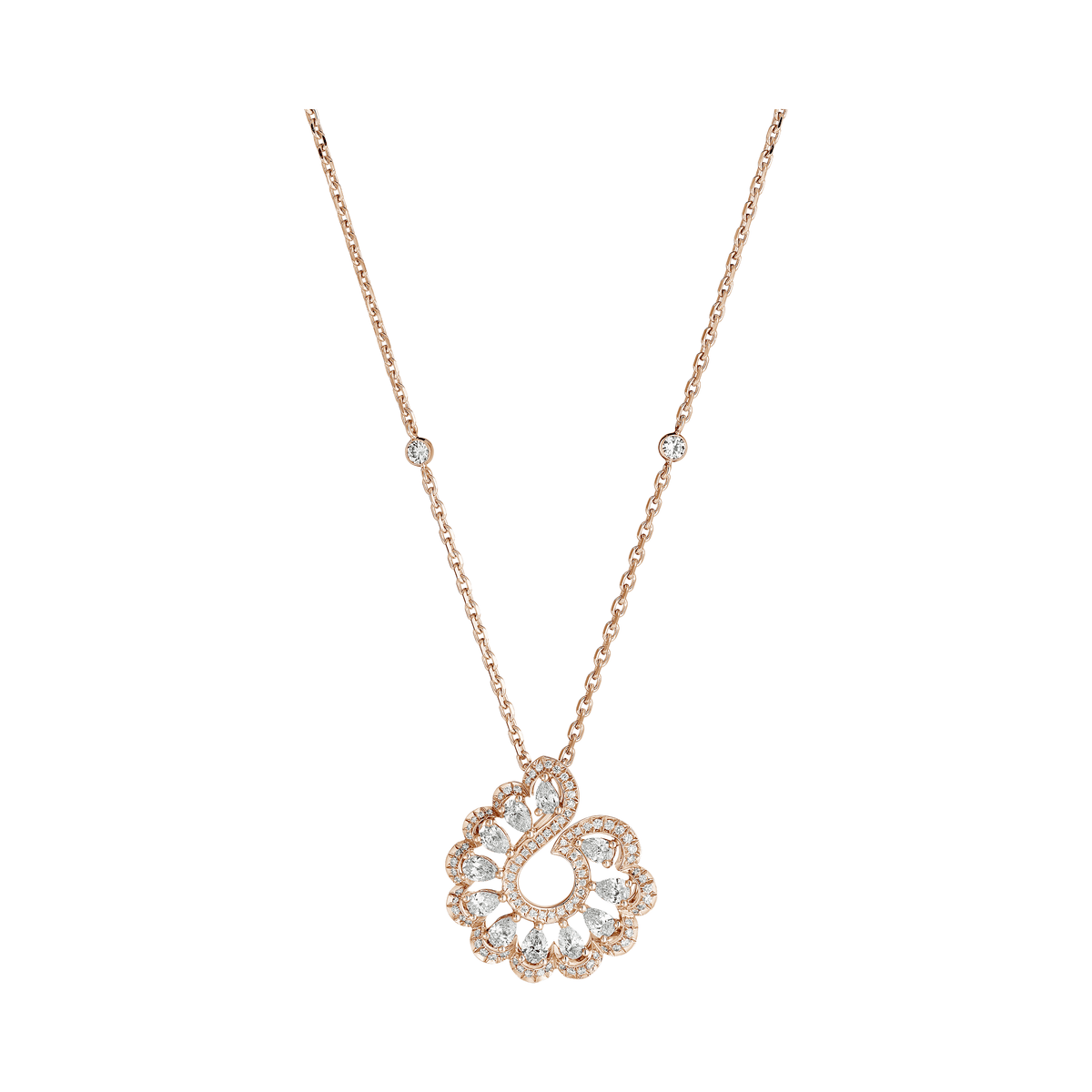 Carave Paris Floral Swirl Halo Crystal Pendant Necklace