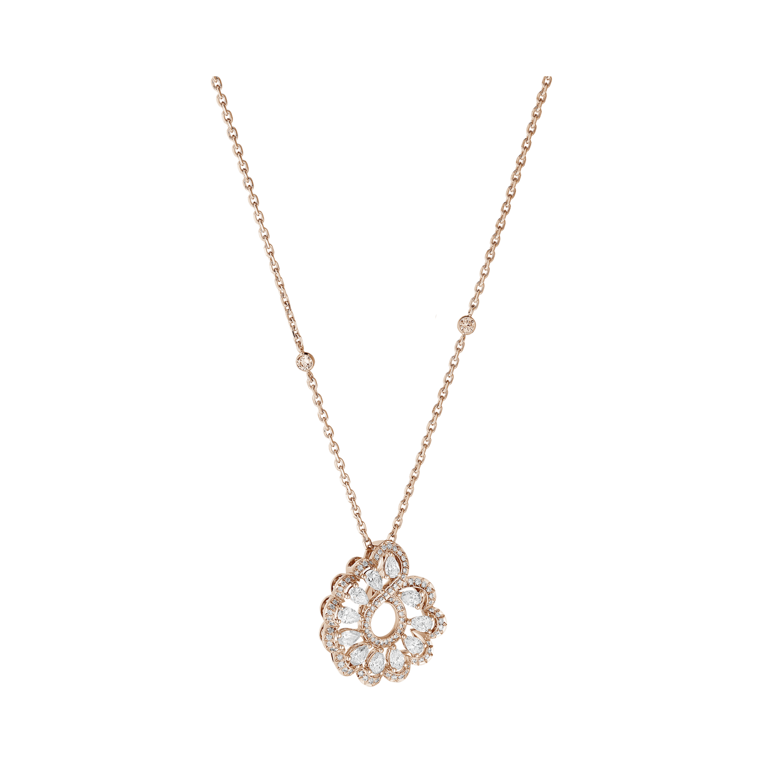 Carave Paris Floral Swirl Halo Crystal Pendant Necklace
