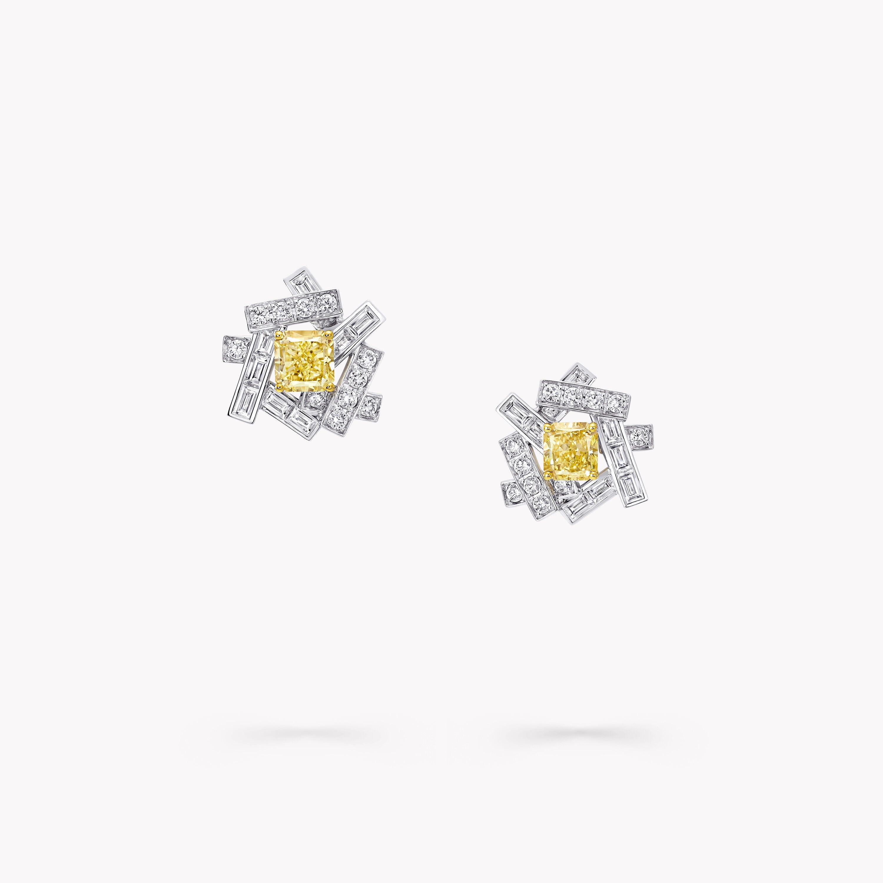 Carave Paris Geometric Yellow Diamond Stud Earrings