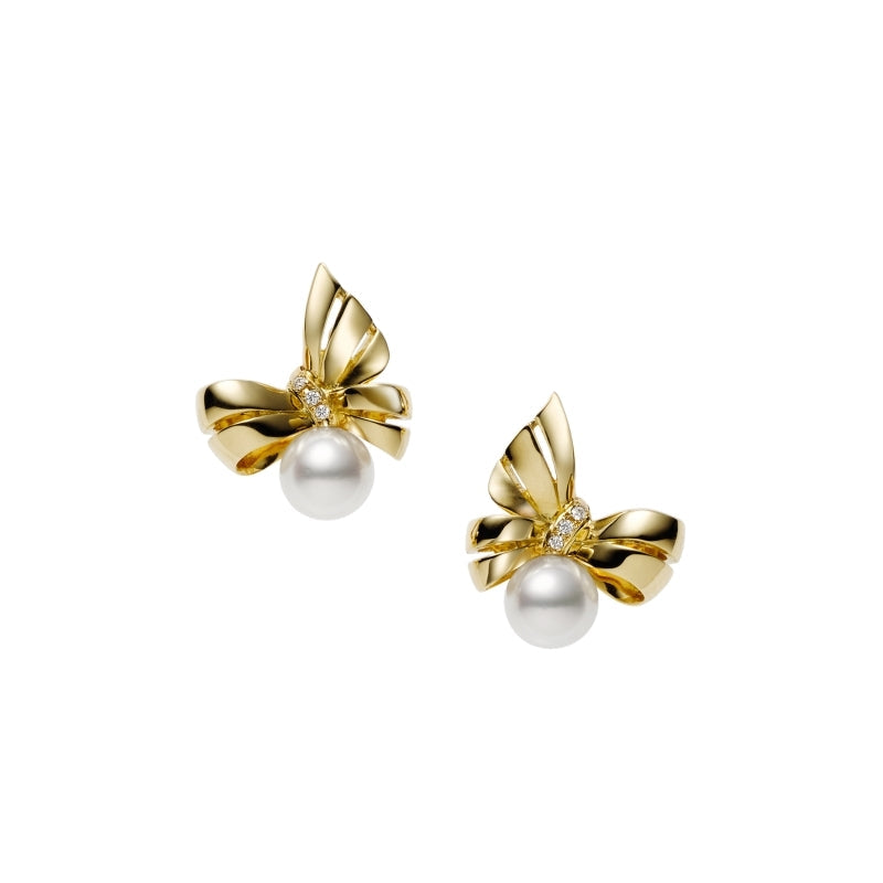 Carave Paris Gold Pearl Bow Earrings