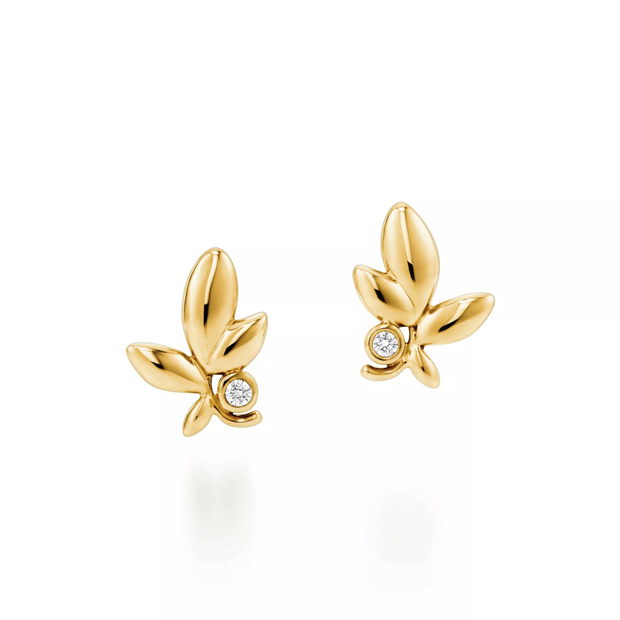 Carave Paris Golden Botanical Leaf Crystal Stud Earrings