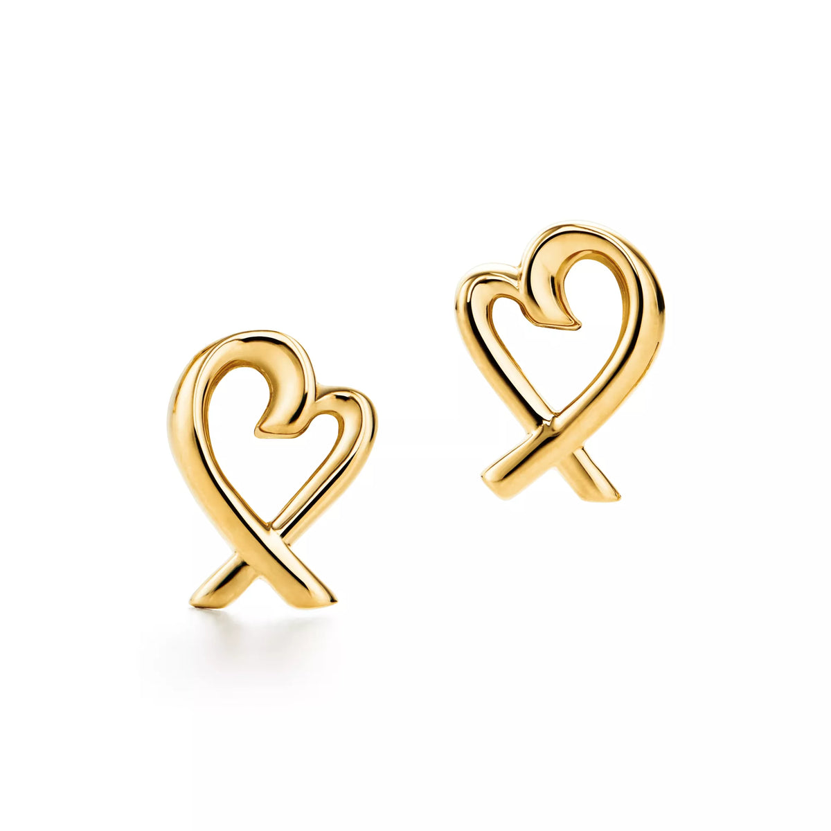 Carave Paris Golden Open Heart Ribbon Stud Earrings