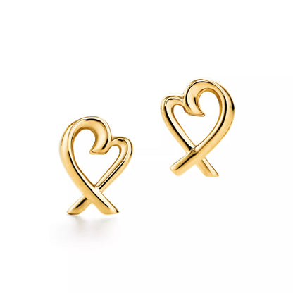 Carave Paris Golden Open Heart Ribbon Stud Earrings