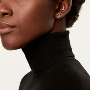 Carave Paris Golden Open Heart Ribbon Stud Earrings