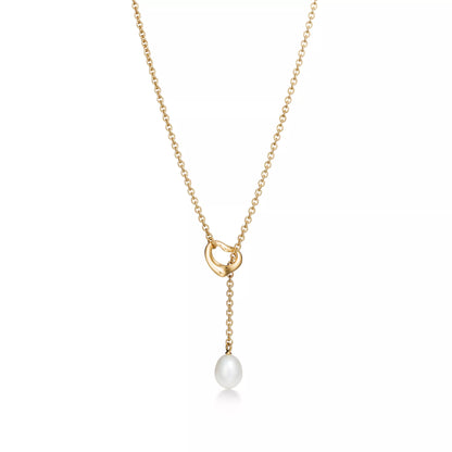 Carave Paris Golden Pearl Drop Lariat Necklace
