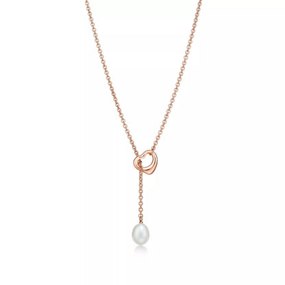Carave Paris Rose Pearl Drop Lariat Necklace