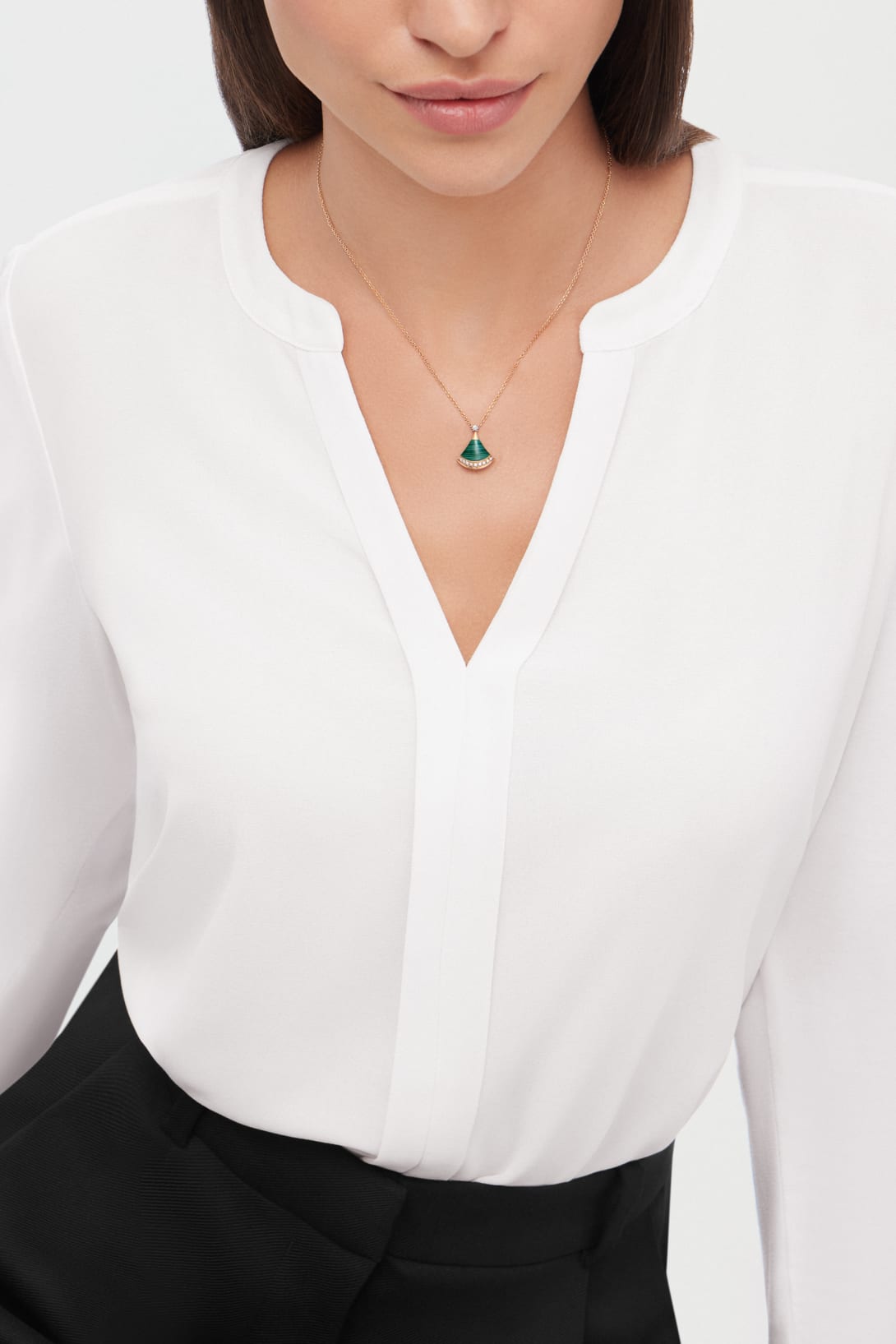 Carave Paris Green Fan Gemstone Pendant Necklace