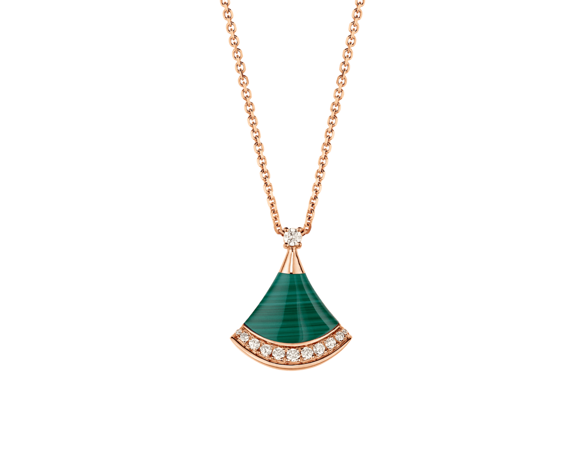Carave Paris Green Fan Gemstone Pendant Necklace
