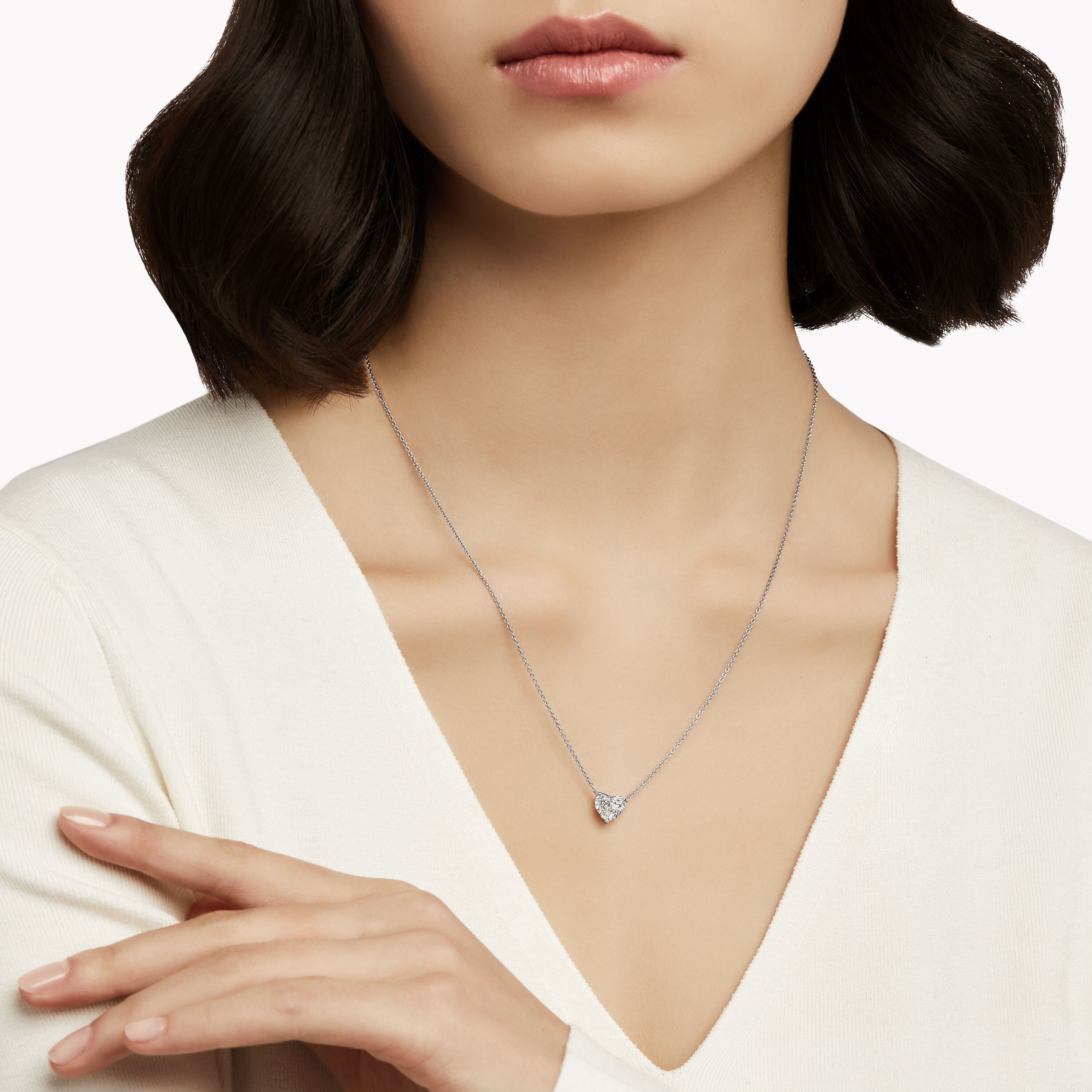 Carave Paris Heart Cut Solitaire Diamond Pendant Necklace