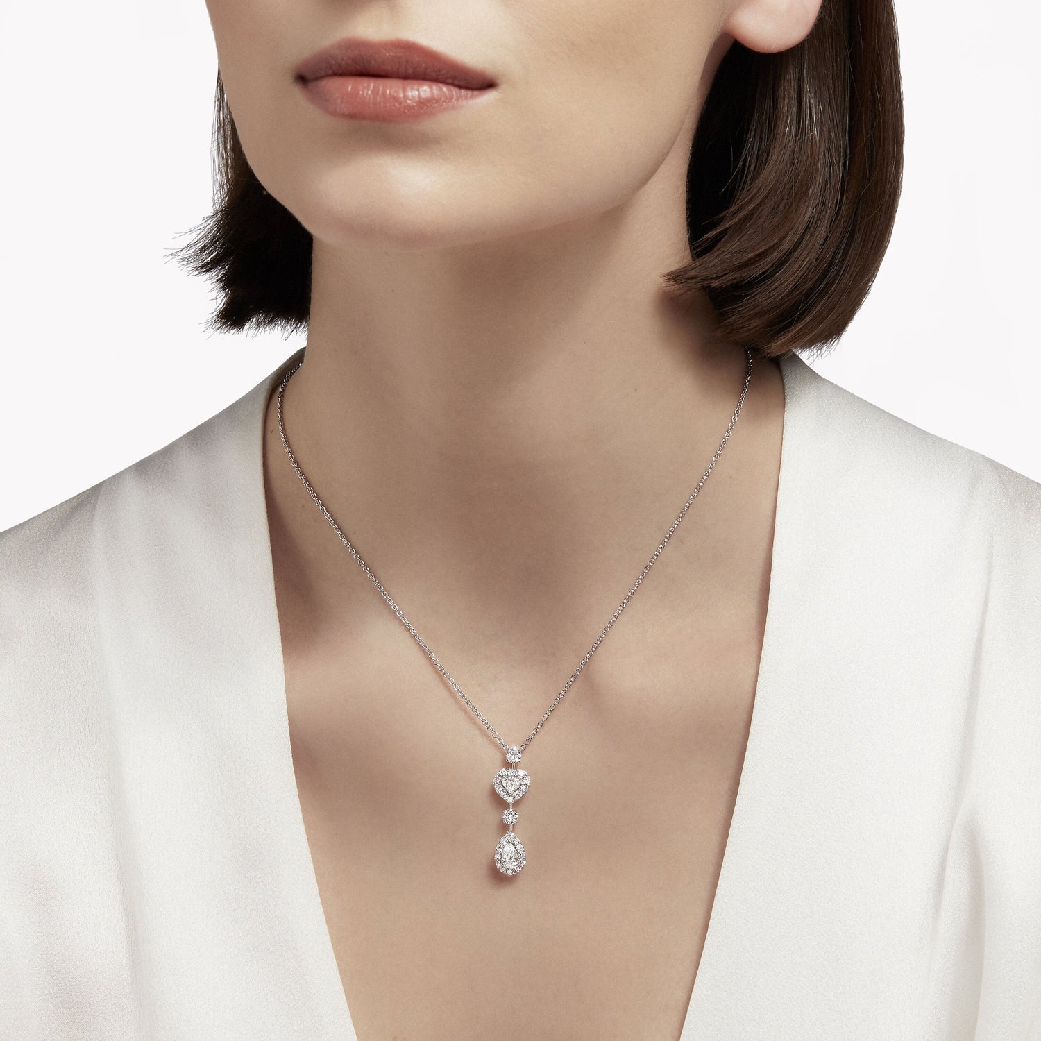 Carave Paris Heart Drop Diamond Pendant Necklace