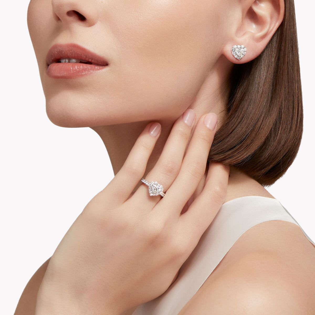 Carave Paris Heart Halo Diamond Stud Earrings