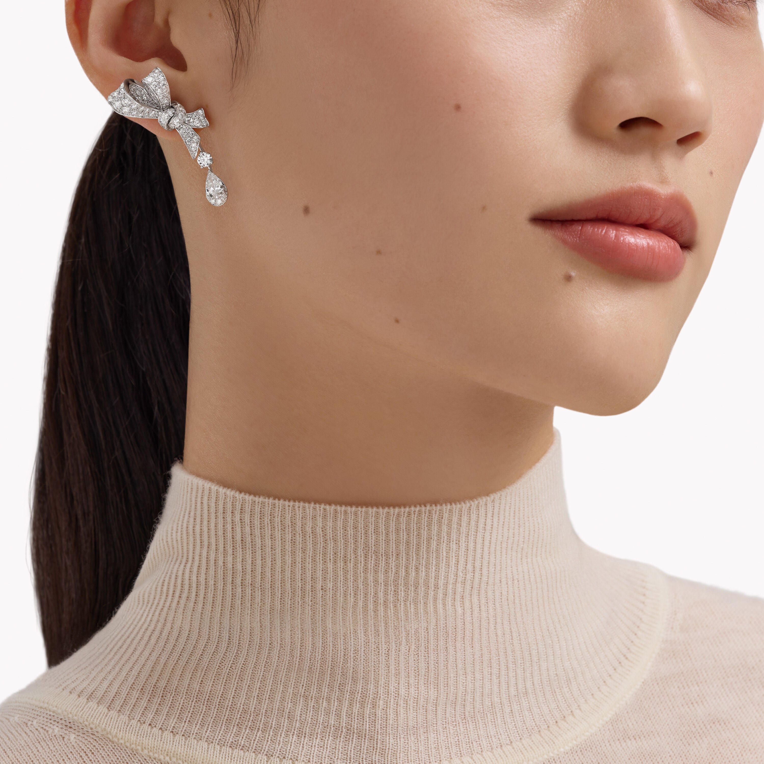 Carave Paris Luxe Bow Drop Diamond Earrings
