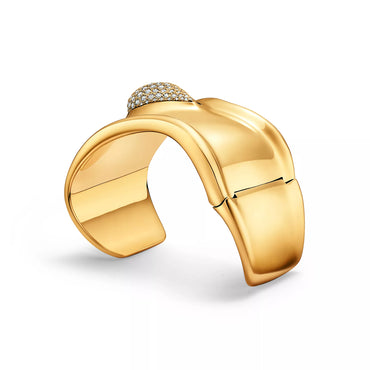 Carave Paris Luxury Gold Bone Cuff Bracelet with Crystal Detail