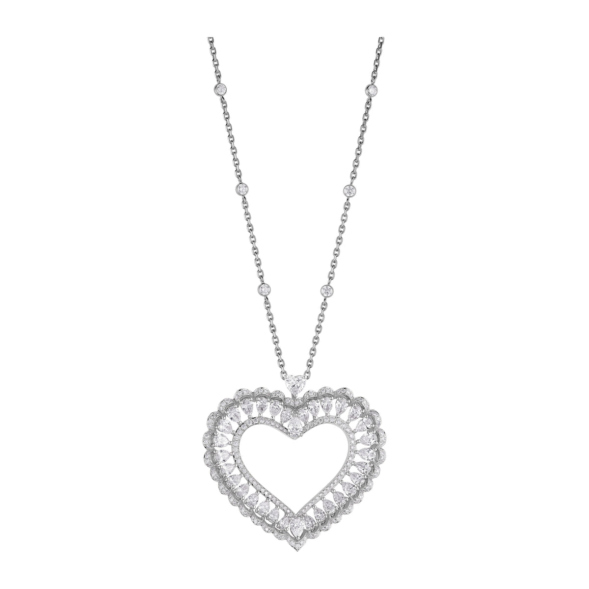 Carave Paris Luxury Open Heart Halo Crystal Necklace