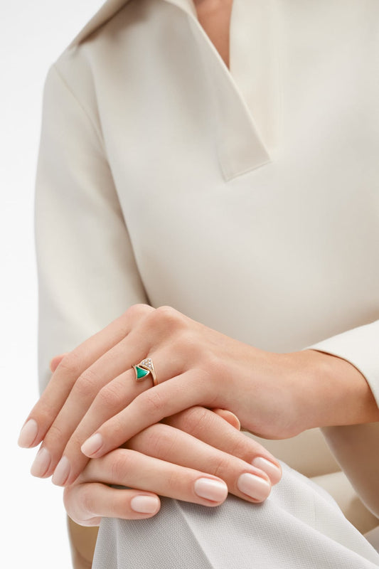 Carave Paris Malachite Diamond Fan Ring