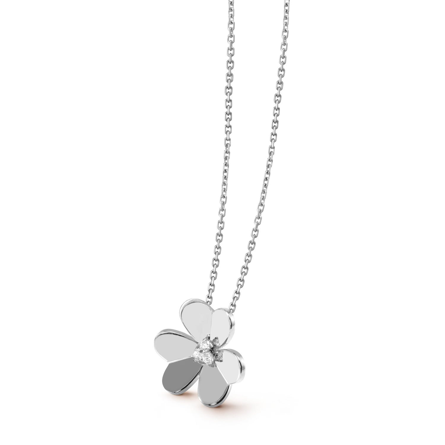 Carave Paris Minimalist Flower Diamond Pendant Necklace