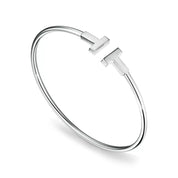 Carave Paris Minimalist T Wire White Gold Bracelet for Women