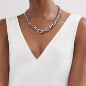 Carave Paris Modern Link Chain Choker Necklace in Silver