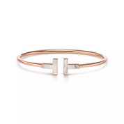 Carave Paris Mother of Pearl T Rose Gold Open Bangle for Women