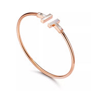 Carave Paris Mother of Pearl T Rose Gold Open Bangle for Women