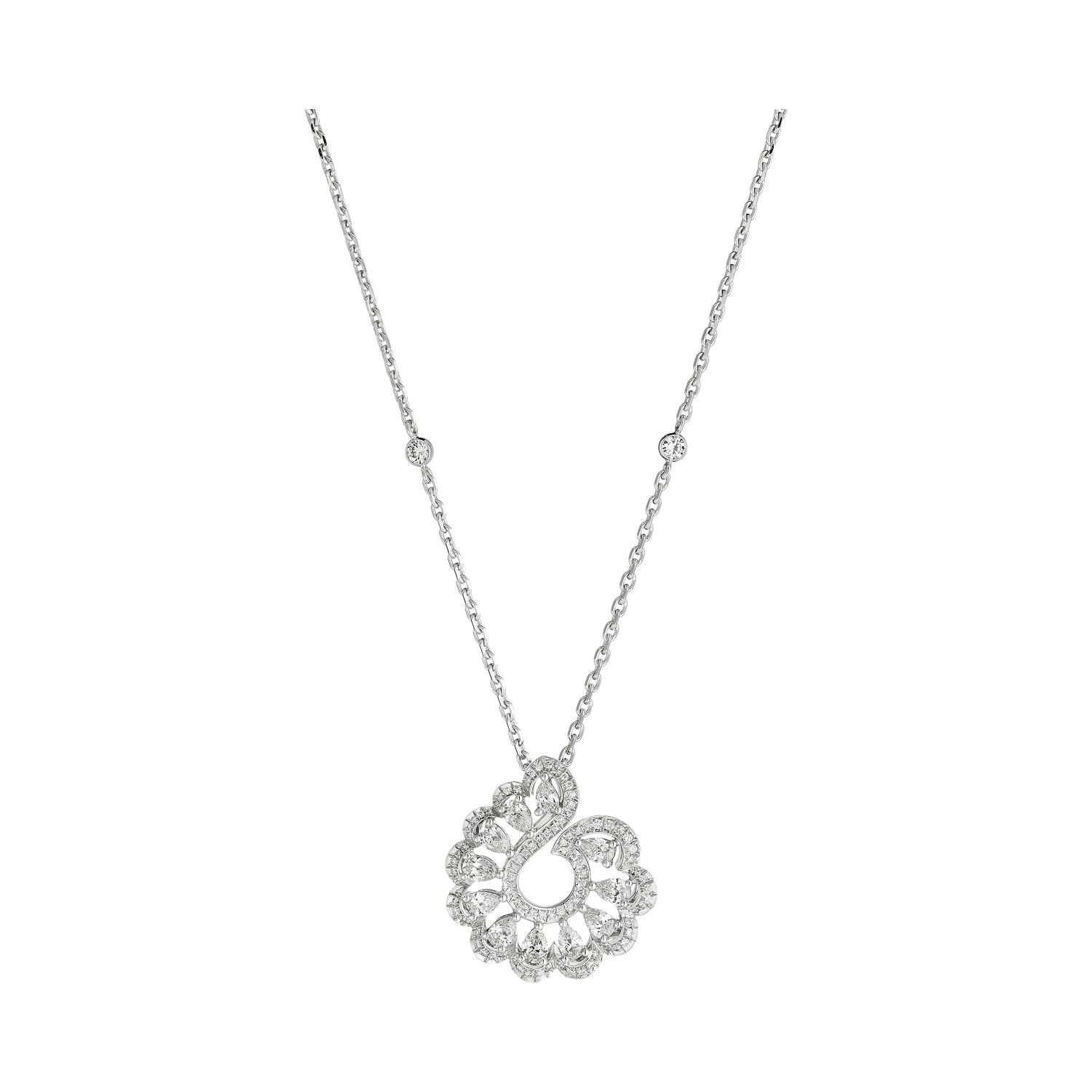 Carave Paris Open Floral Halo Crystal Pendant Necklace
