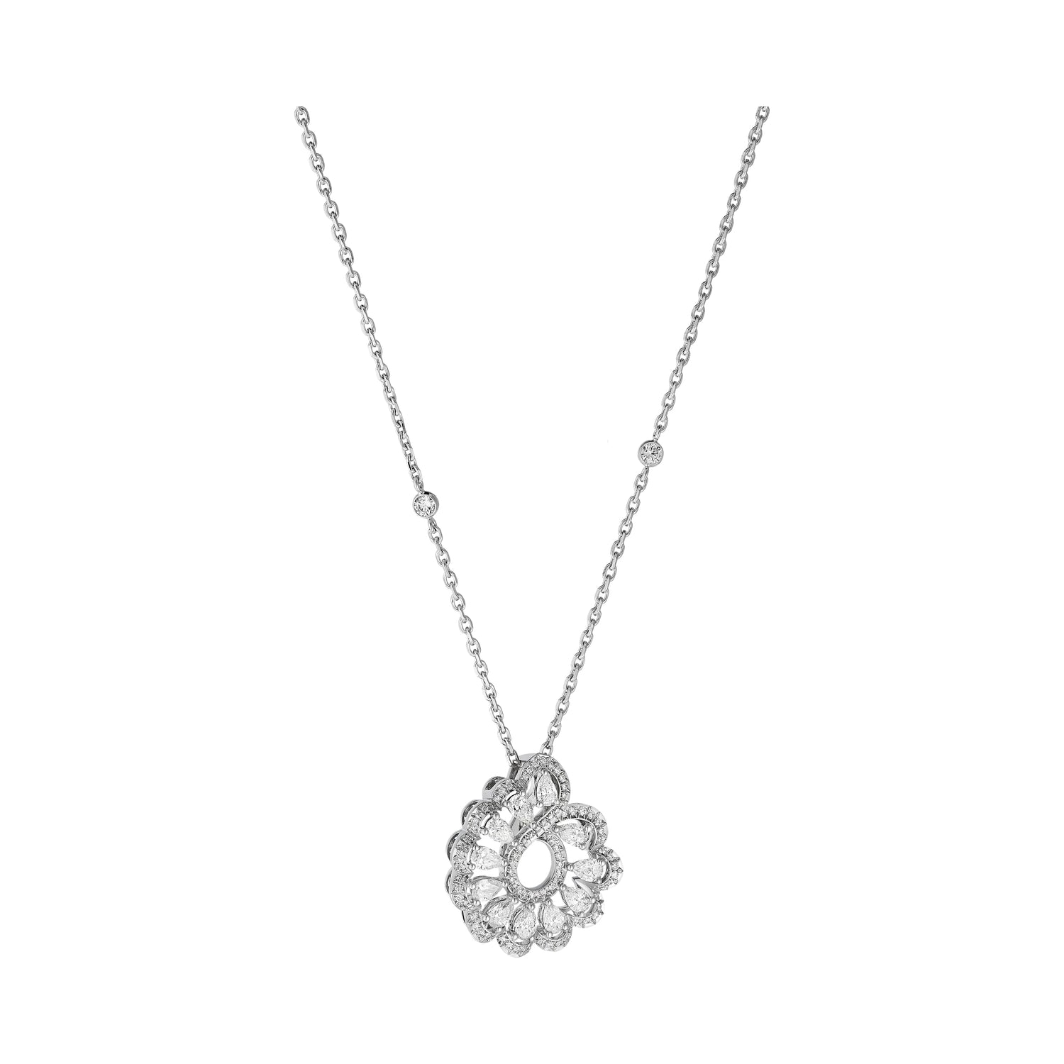 Carave Paris Open Floral Halo Crystal Pendant Necklace