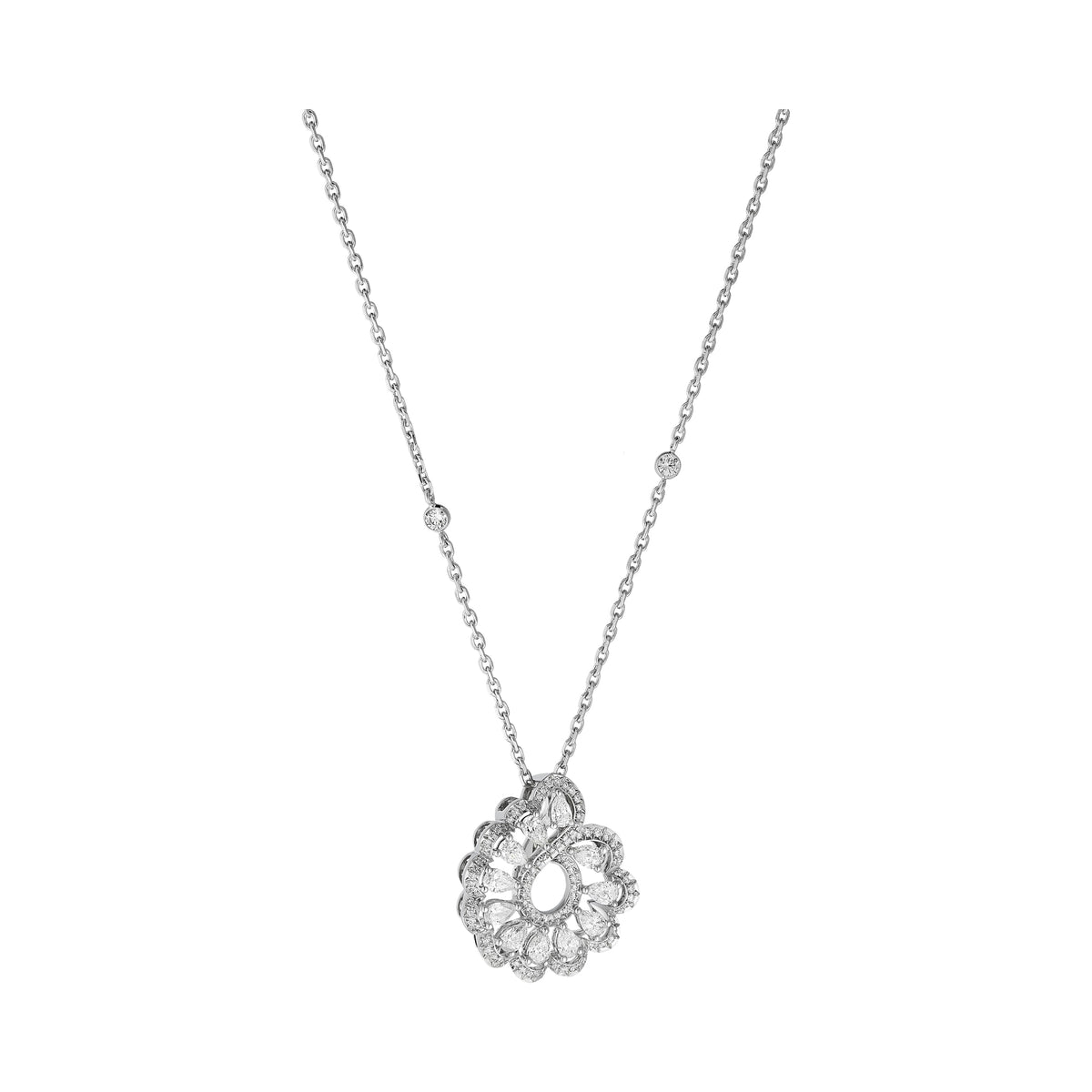 Carave Paris Open Floral Halo Crystal Pendant Necklace
