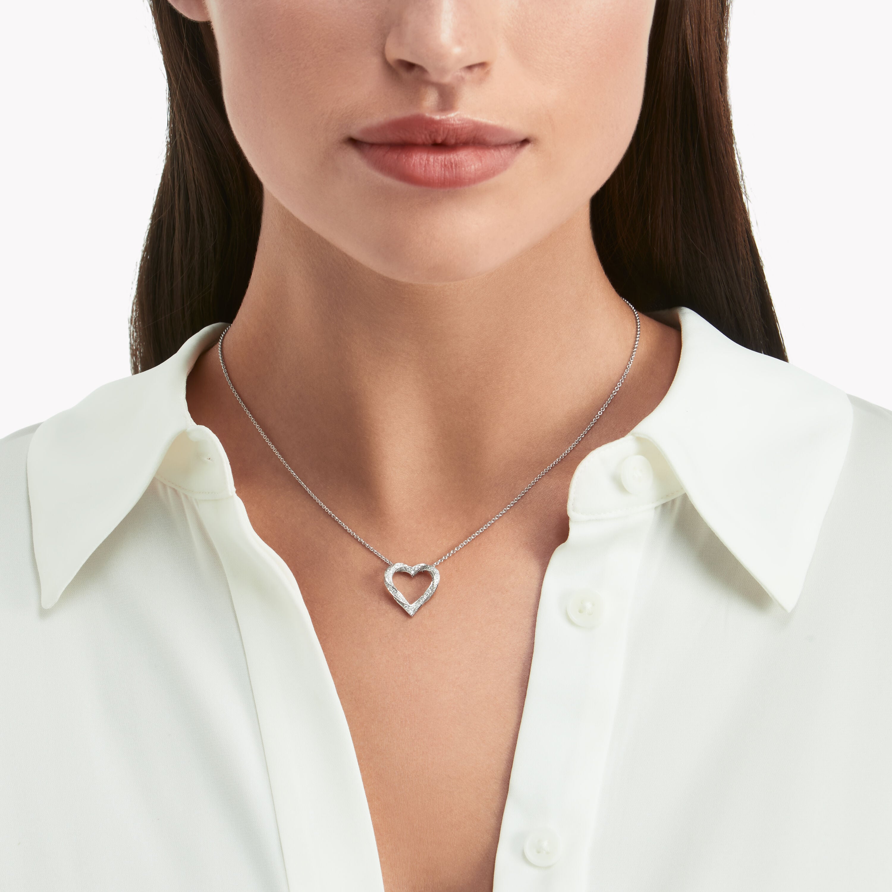 Carave Paris Open Heart Diamond Pendant Necklace
