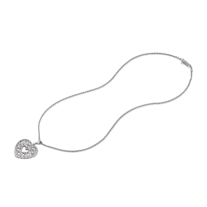 Carave Paris Open Heart Filigree Crystal Pendant Necklace