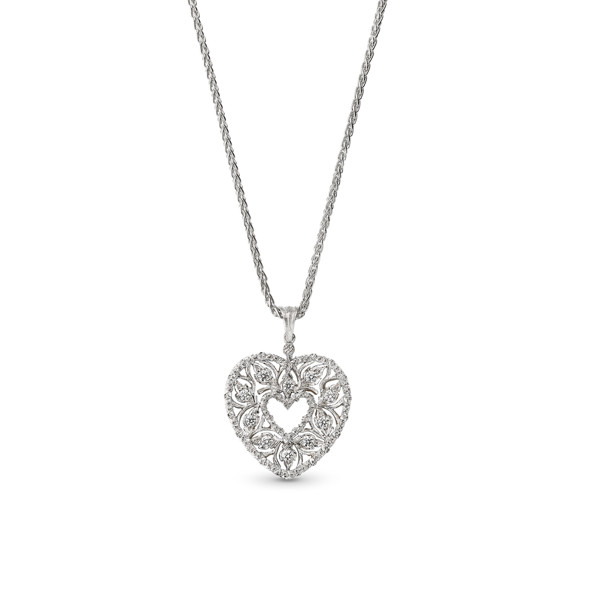 Carave Paris Open Heart Filigree Crystal Pendant Necklace