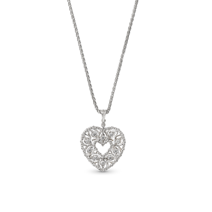Carave Paris Open Heart Filigree Crystal Pendant Necklace