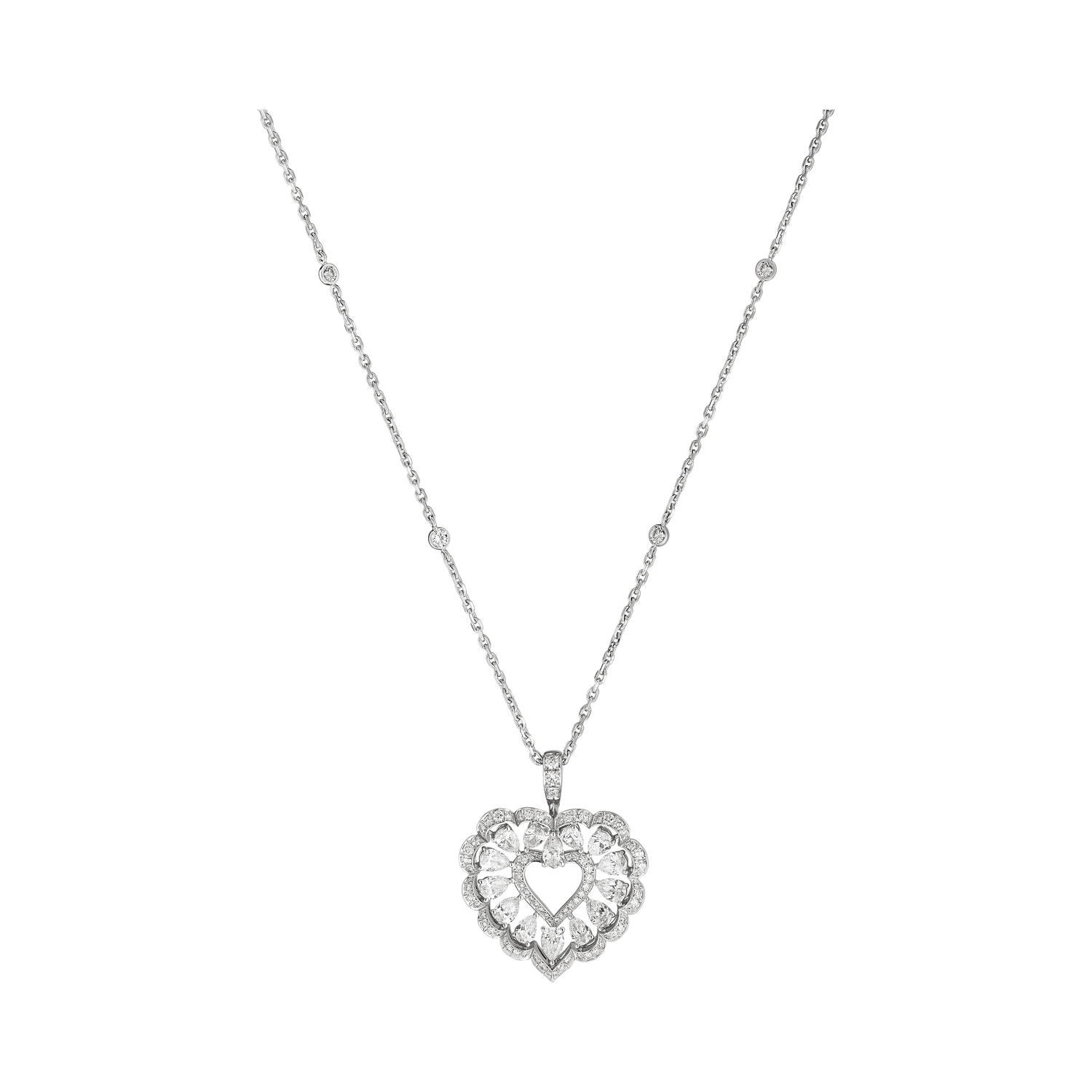 Carave Paris Open Heart Floral Halo Crystal Pendant Necklace