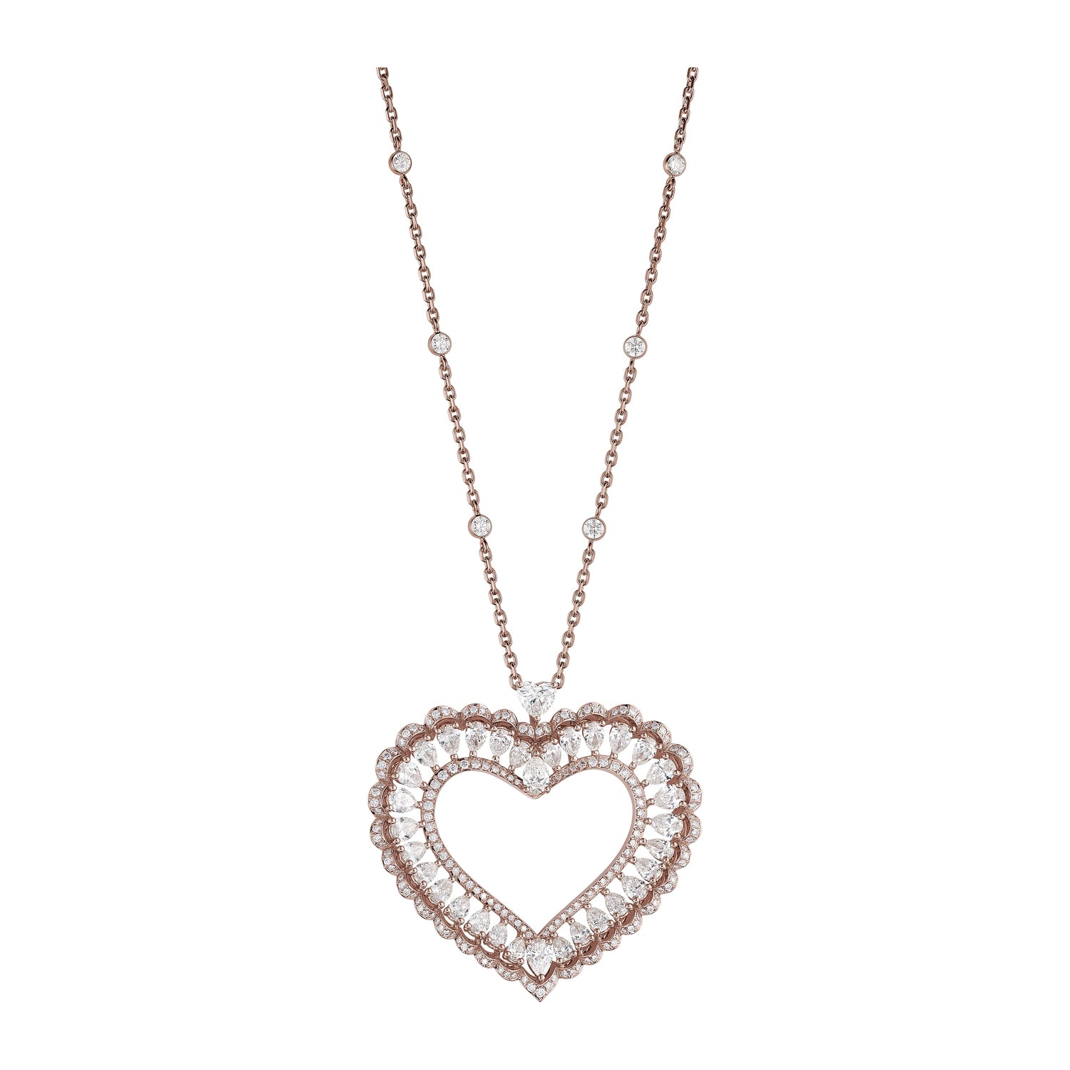 Carave Paris Open Heart Halo Crystal Pendant Necklace