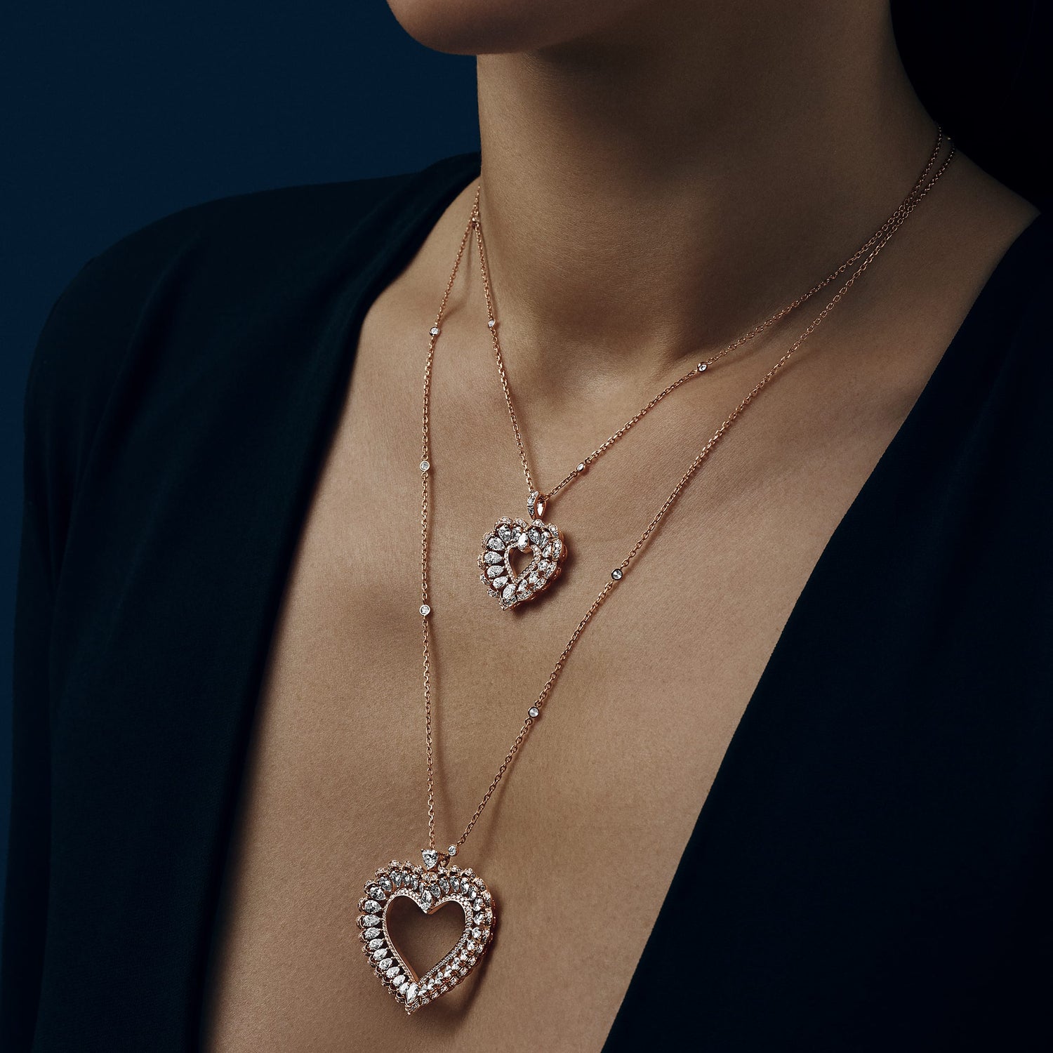 Carave Paris Open Heart Halo Crystal Pendant Necklace