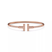 Carave Paris Pavé Diamond Double T Rose Gold Bangle for Women