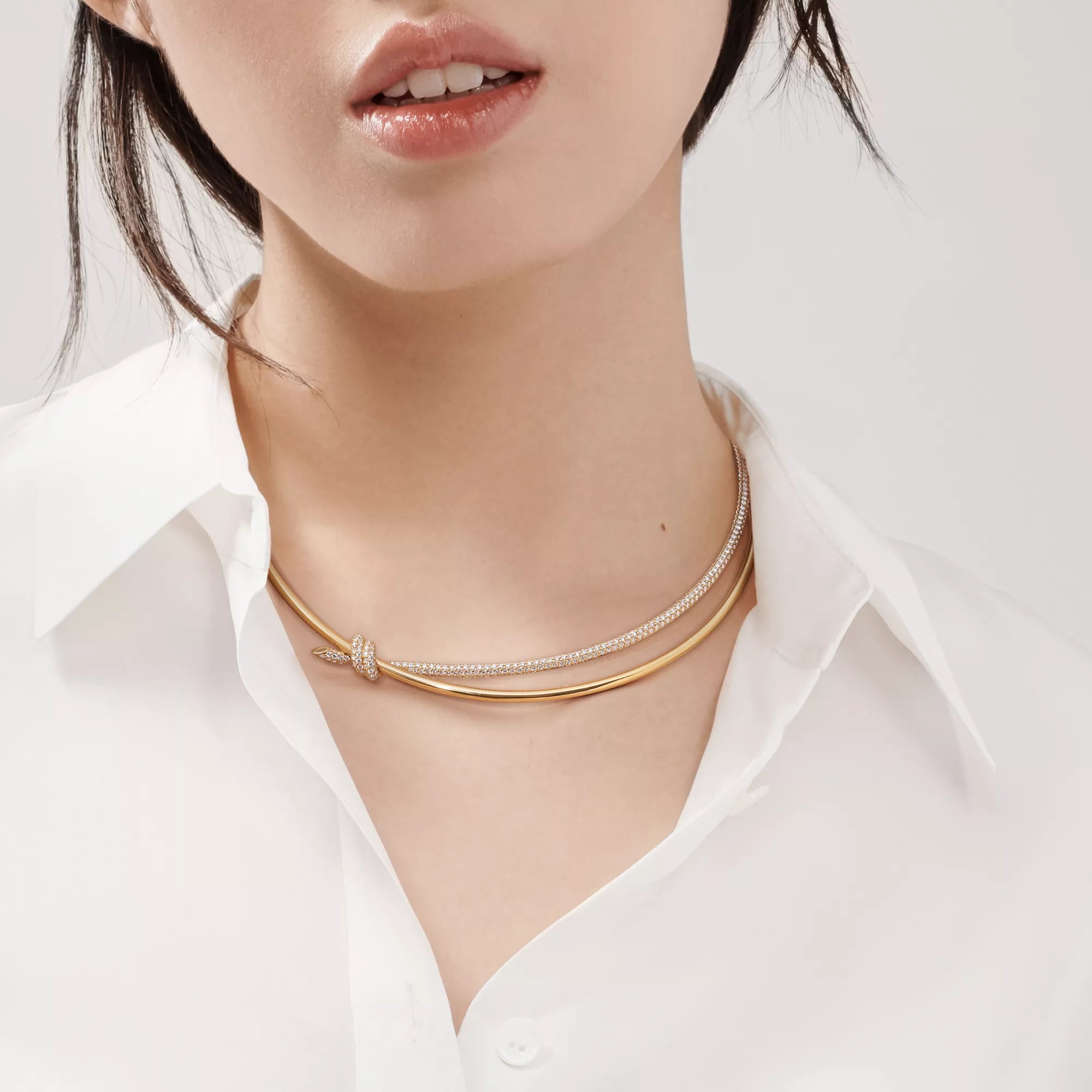 Carave Paris Pavé Knot Collar Necklace in Gold